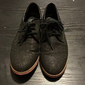 Glittery black loafers